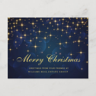 Golden Sparkle Christmas Stars Corporate Greeting Postcard