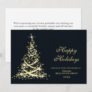 Golden Sparkle Christmas Tree Corporate Greeting Holiday Card