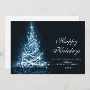 Golden Sparkle Christmas Tree Corporate Greeting Holiday Card