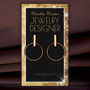 Golden Sparkle Frame Earring Necklace Display Business Card