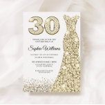 Golden Sparkle Glitter Dress 30th Birthday Party Invitation<br><div class="desc">Golden Sparkle Glitter Dress 30th Birthday Party Invitation

Variations to the invitation and matching items in our store</div>