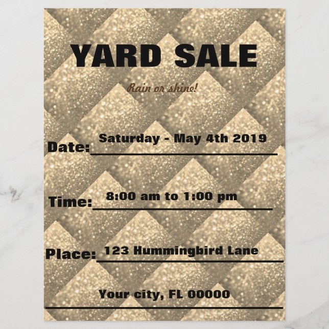 Golden Sparkle Yard Sale / Event Announcement (Front)