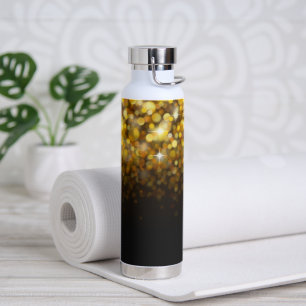 Golden Sparkling Bokeh Stars Beautiful Water Bottle