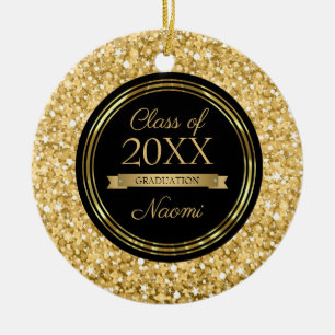 Golden Sparkling Glitter Ceramic Tree Decoration