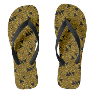 Golden sparkly abstract pattern jandals