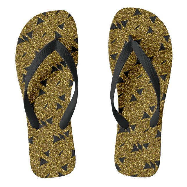 Golden sparkly abstract pattern jandals (Footbed)