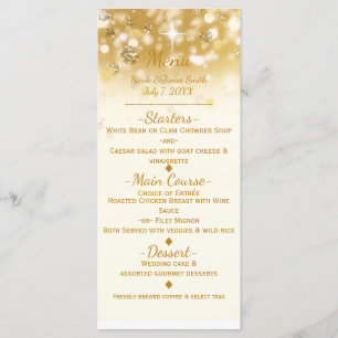 Golden Sparkly Lights Elegant Glam Menu Card