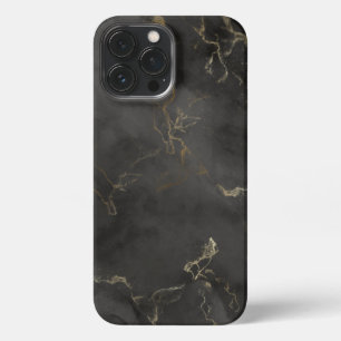 Golden Sparks in Black Marble iPhone 13 Pro Max Case