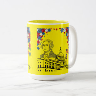 Golden sparks of july yellow Two-Tone coffee mug