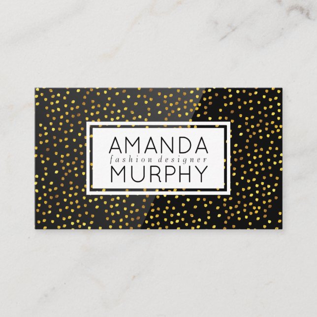 Golden Specks | Black High Gloss Business Card (Front)