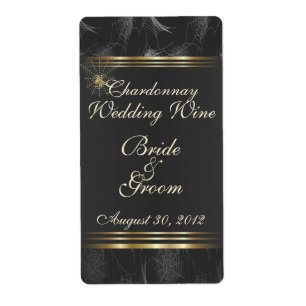 Golden Spiders Elegant Wedding Wine Label
