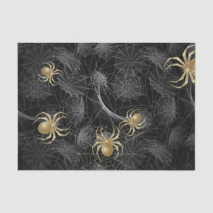 Golden Spiders  on Black Tissue Paper