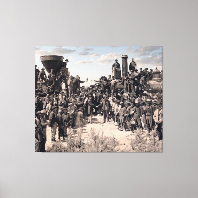 Golden Spike Railroad Ceremony 1869 Canvas Print (Front)