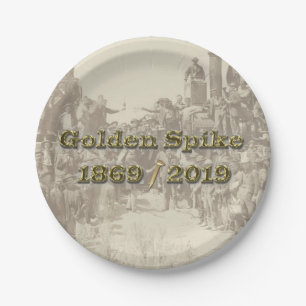 Golden Spike Transcontinental Railroad Sesquincent Paper Plate