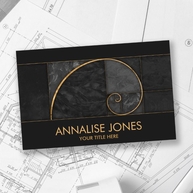 Golden Spiral -  Black Marble and gold Business Card (Creator Uploaded)