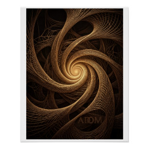 Golden Spiral Vortex Abstract Tunnel Warm Fleece B Poster