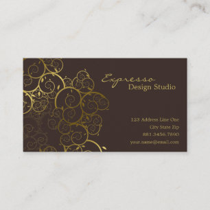 Golden Spirals Leaves Ornamental Deco Vintage Chic Business Card