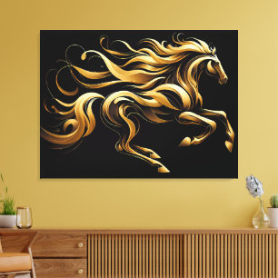 Golden Spirit – Abstract Horse in Motion Canvas Print