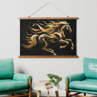 Golden Spirit – Abstract Horse in Motion