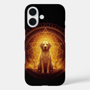 Golden Spirit Dog within Sacred Geometry iPhone 16 Case