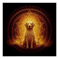 Golden Spirit Dog within Sacred Geometry