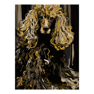 Golden Splash Poodle Dog 01 - Eartha Vandenstein Poster