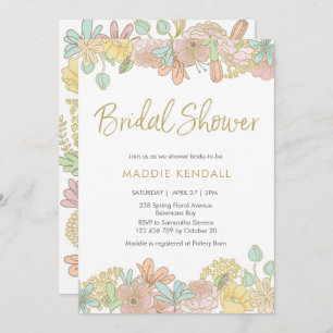 Golden Spring floral Bridal Shower Invitation