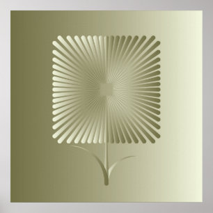 Golden square flower poster
