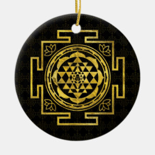 Golden Sri Yantra  / Sri Chakra Ceramic Tree Decoration