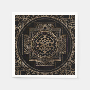 Golden Sri Yantra / Sri Chakra in lotus Napkin