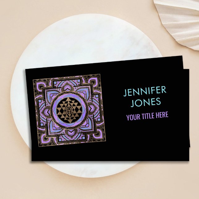 Golden Sri Yantra  / Sri Chakra in pastel lotus Business Card (Creator Uploaded)