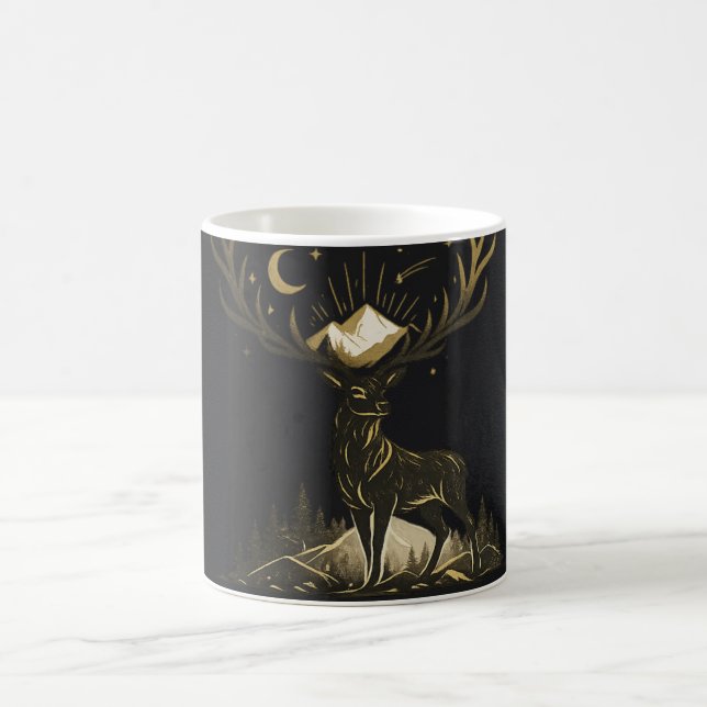 Golden Stag Moon & Mountains Forest Mug (Center)