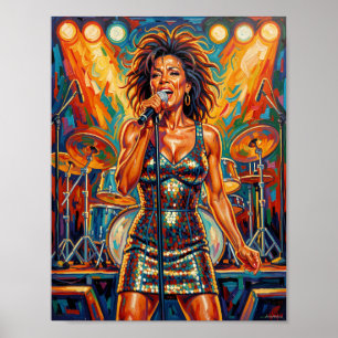 Golden Stage Fire and Applause Glow Poster