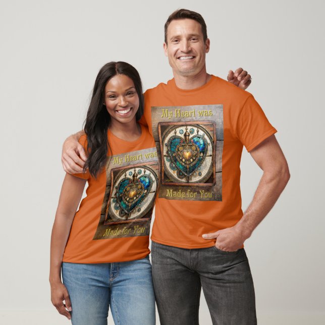 Golden Stained Glass Heart Steampunk Series T-Shirt (Unisex)