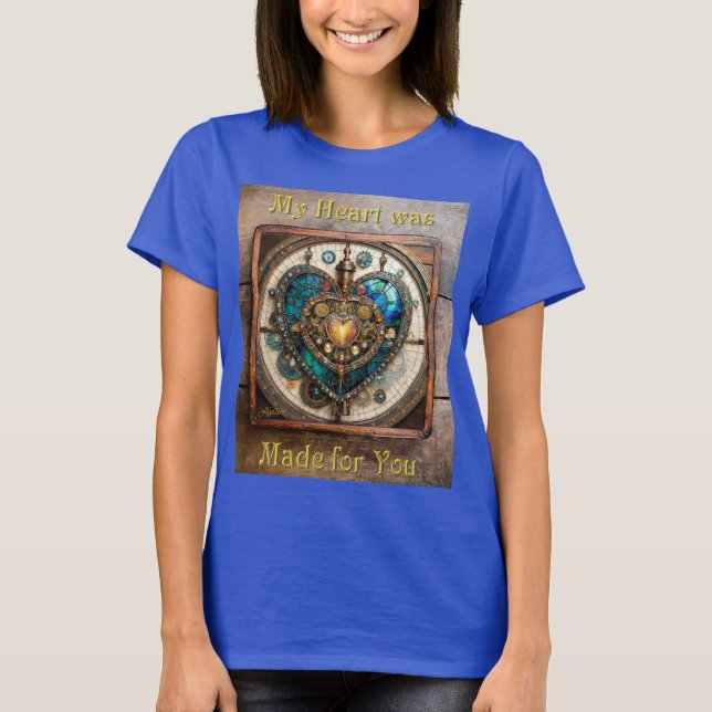 Golden Stained Glass Heart Steampunk Series T-Shirt (Front)