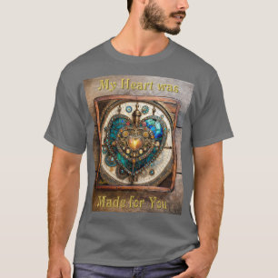 Golden Stained Glass Heart Steampunk Series T-Shirt