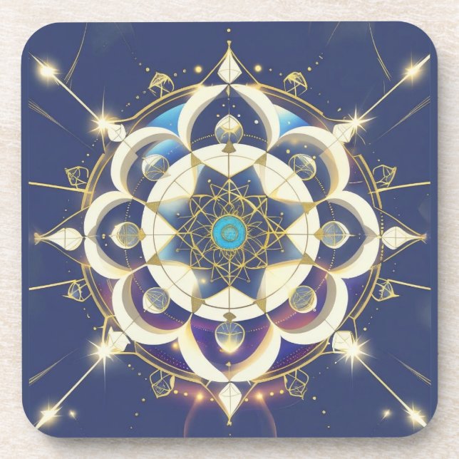 Golden Star Alignment – A Sacred Geometry Universe Coaster (Front)