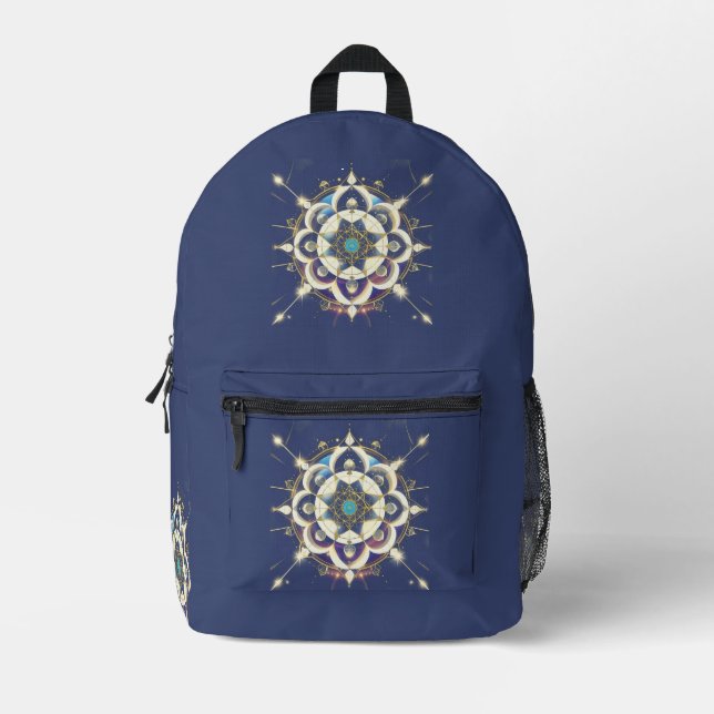 Golden Star Alignment – A Sacred Geometry Universe Printed Backpack (Front)