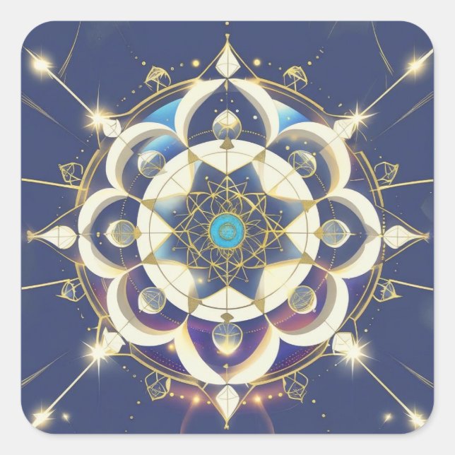 Golden Star Alignment – A Sacred Geometry Universe Square Sticker (Front)