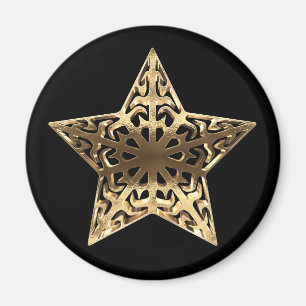 Golden Star Black and Gold Elegant Metallic Magnet