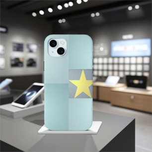 Golden Star Excellence Elegant Textured Teal Blue iPhone 15 Mini Case