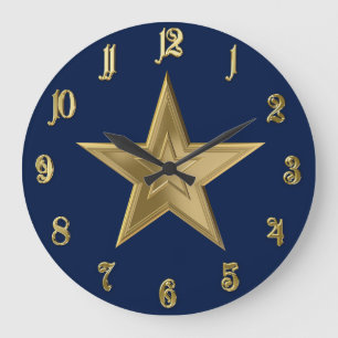 Golden star large clock