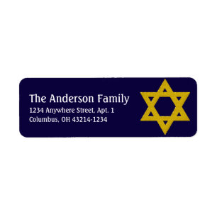 Golden Star of David Hanukkah Address Labels d4