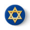 Golden star of David on blue background button