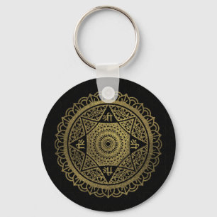 Golden  Star of Lakshmi - Ashthalakshmi  Sri Key Ring