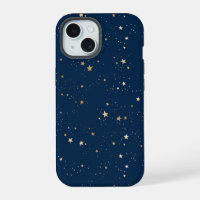Golden Star on Blue Night Pattern