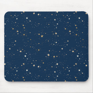 Golden Star on Blue Night Pattern Mouse Pad