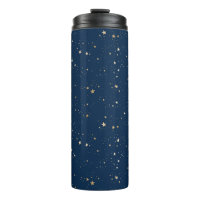 Golden Star on Blue Night Pattern