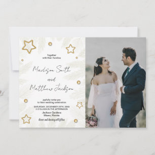 Golden Star Pine Wedding Invitations with photo