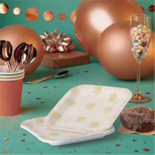 Golden Starburst Blooms Paper Plate
